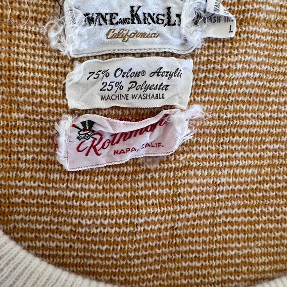 60's Sweater Vest - Yellow & White Plaid- Towne and King LTD - Size Large - Picture 8 of 8